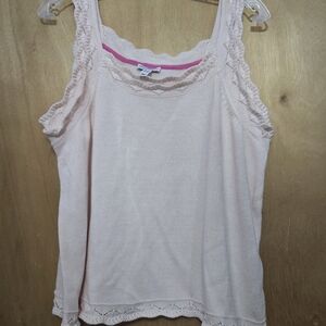 Sleeveless Lace-Trim Tank Top - Light Pink From Isaac Mizhari